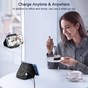 Wireless Charger 3 in 1, Magnetic Foldable Wireless Charging Station For Phone Transparent Fast Charging For Watch And Airpods