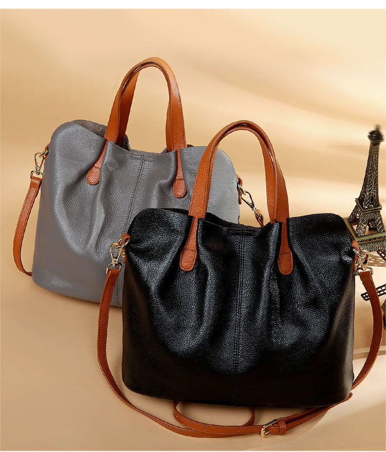 Fashion Two In One Leather Shopper Tote Bag