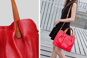 Fashion Two In One Leather Shopper Tote Bag